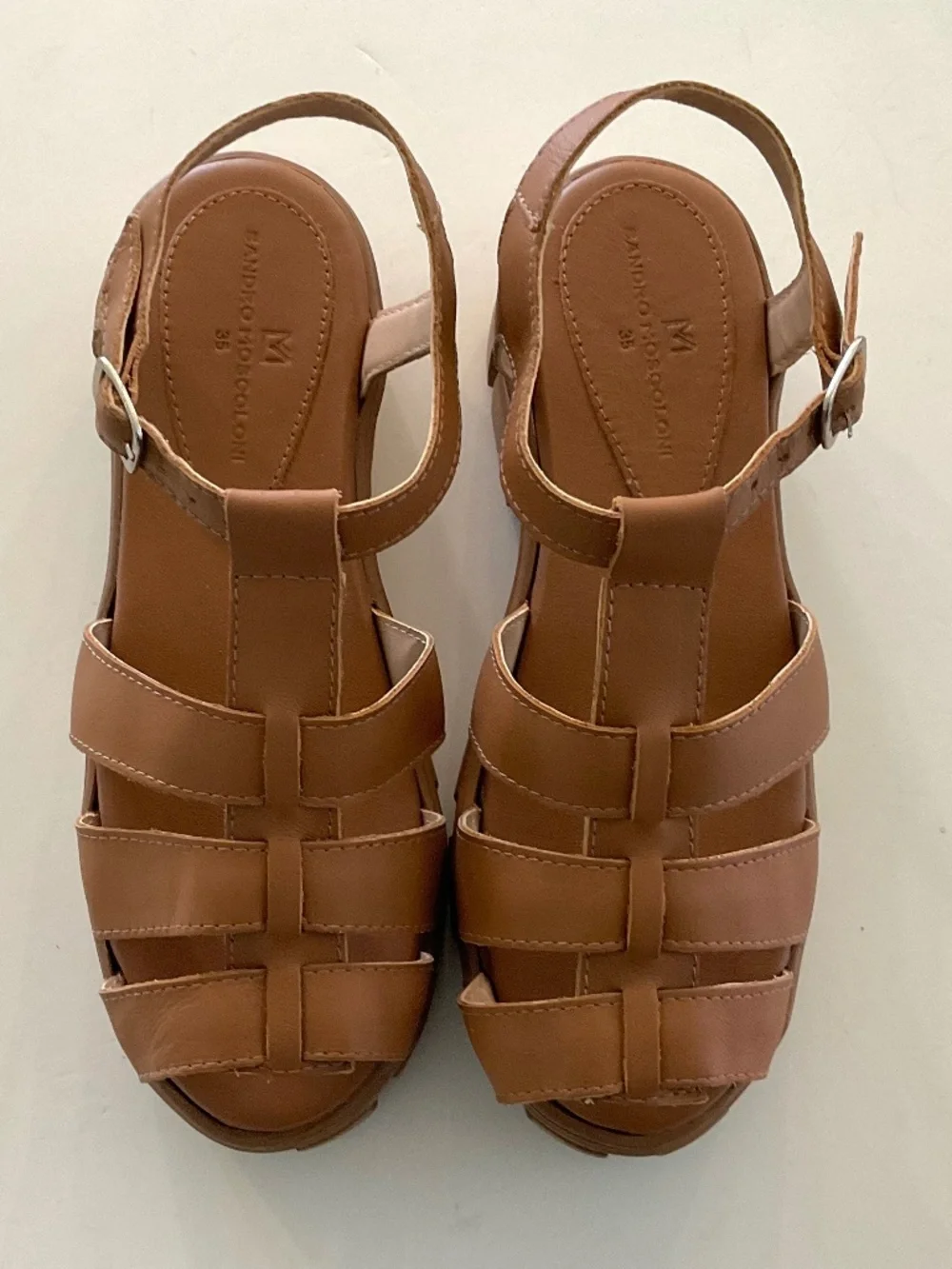 SANDRO MOSCOLONI Platform Lug Sole Sandals in Brown Size 6.5